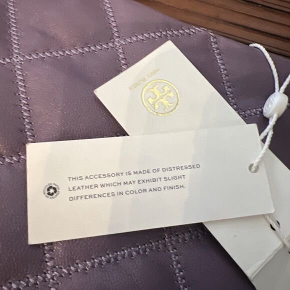 NWT Tory Burch Willa Zip Top Shoulder Bag Quilted Allium Purple with Chain Strap - Picture 14 of 14
